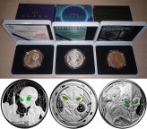 Іншопланетяни - Прибульці ( Пруф, УФ-світіння ) набір із 3 монет 3 унція срібло Ag 999 ТОП Серія